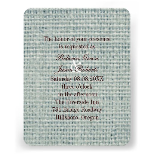 rustic blue burlap beige lace country wedding custom announcements
