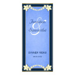 Rustic Blue Floral Wedding Dinner Menu Cards Rack Card Template