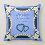 Rustic Blue Floral Wedding Throw Pillow pillows