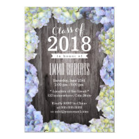 Rustic Blue Hydrangea Floral Graduation Party Card