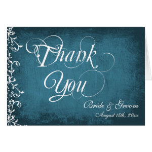 Rustic Blue Personalized Wedding Thank You Cards