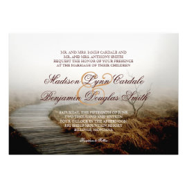 Rustic Boardwalk Fog Country Wedding Invitations Custom Invite