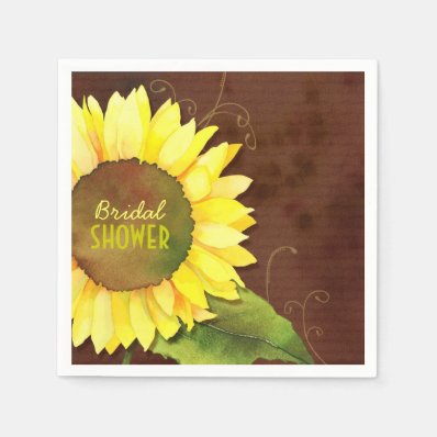 Rustic Bohemian Sunflower Bridal Shower Napkins