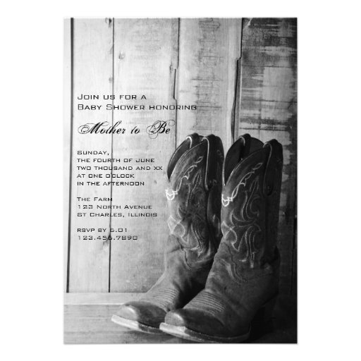 Rustic Boots Country Baby Shower Invitation