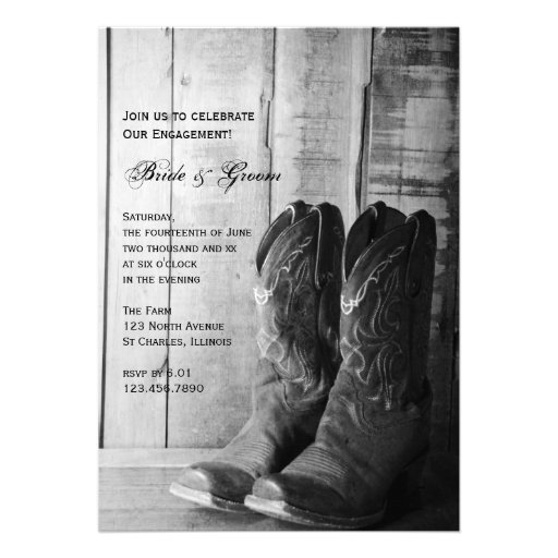 Rustic Boots Country Engagement Party Invitation