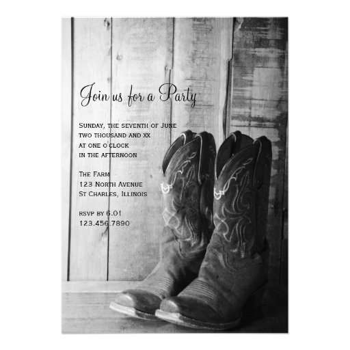 Rustic Boots Country General Party Invitation