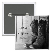 Rustic Boots Country Wedding Button