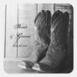Rustic Boots Country Wedding Envelope Seals Square Sticker