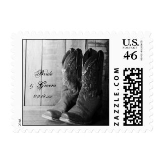 Rustic Boots Country Wedding Postage Stamp