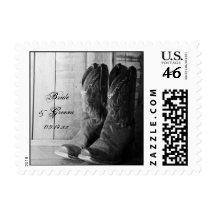 Rustic Boots Country Wedding Postage Stamp