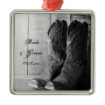 Rustic Boots Country Wedding Square Ornament