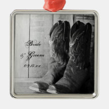 Rustic Boots Country Wedding Square Ornament