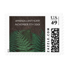 Rustic Botanical Fern Country Wedding Stamps