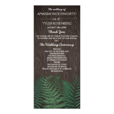 Rustic Botanical Fern Woodland Wedding Programs Full Color Rack Card
