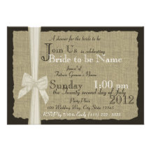 Rustic Bow and Burlap Bridal Shower Personalized Invites