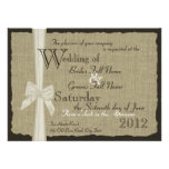 Rustic Bow and Burlap Wedding 7.5 in. Custom Invite