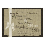 Rustic Bow and Burlap Wedding Invitation