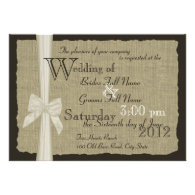 Rustic Bow and Burlap Wedding Invitation
