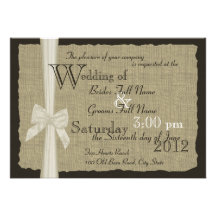 Rustic Bow and Burlap Wedding Invitation