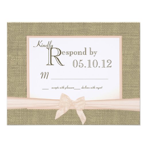 Rustic Bow and Burlap Wedding Response Custom Announcements