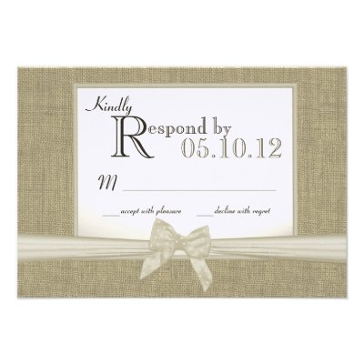 Rustic Bow and Burlap Wedding Response Personalized Invitation