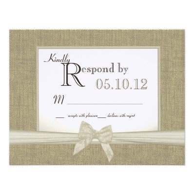 Rustic Bow and Burlap Wedding Response Personalized Invite