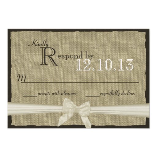 Rustic Bow and Burlap Wedding Response Invitations