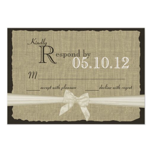 Rustic Bow and Burlap Wedding Response Invites