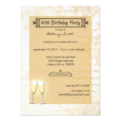 Rustic Brick 60th Birthday Party Invitation