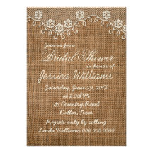 Rustic Bridal Shower Burlap And Lace Custom Invitation