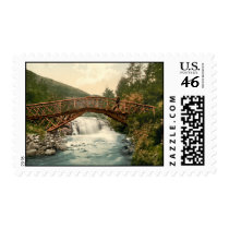 Rustic Bridge in Glenariff. Co. Antrim, Ireland postage