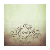 Rustic Brown and Green Bohemian Guest Book Canvas Gallery Wrap Canvas