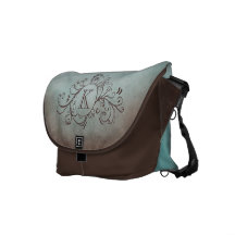 Rustic Brown and Teal Bohemian  Flourish Messenger Bags