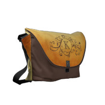 Rustic Brown and Teal Bohemian  Flourish Courier Bags