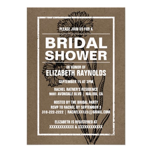 Rustic Brown Bridal Shower Invitations