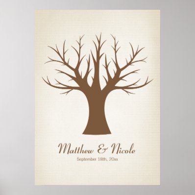 Rustic Brown Fingerprint Tree Wedding