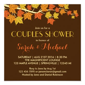 Rustic Brown Maple Leaves Fall Wedding Invitation