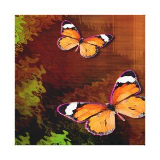 Rustic Brown Orange Butterflies Canvas Print