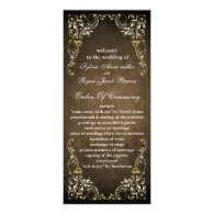 rustic brown regal wedding program custom rack cards
