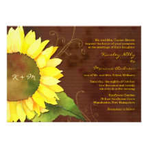 Rustic Brown Sunflower Modern Fall Wedding Invites