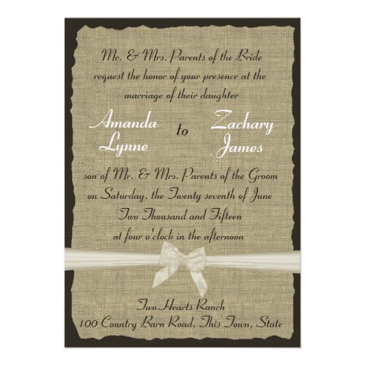 Rustic Burlap and Bow Custom Announcement