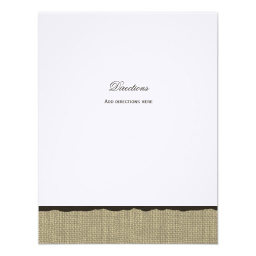 Rustic Burlap and Bow Direction Info Card