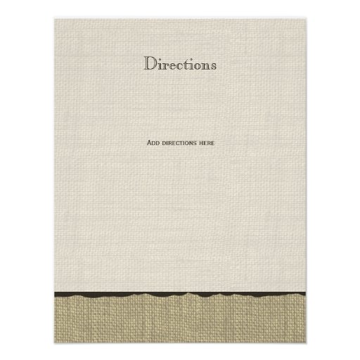 Rustic Burlap and Bow Direction Info Card