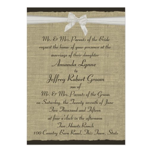 Rustic Burlap and Bow Invites