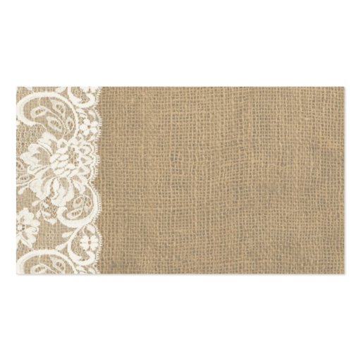 Rustic Burlap and Lace Wedding Place Card Business Card (back side)