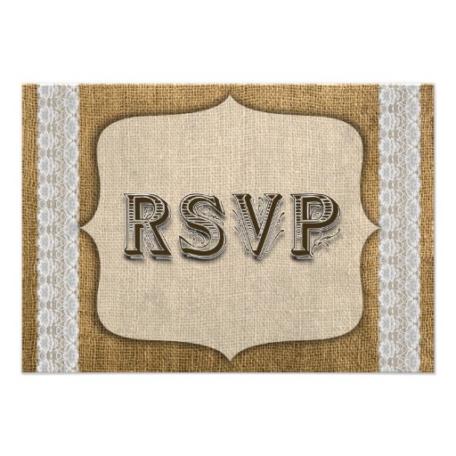 Rustic Burlap And Lace Wedding Response Card