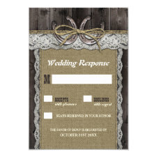 Rustic Burlap and Lace Wedding RSVP Cards