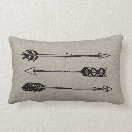 Rustic Burlap Arrows Lumbar Pillow Zazzle