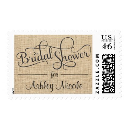 Rustic Burlap Bridal Shower Fancy Typography Stamps