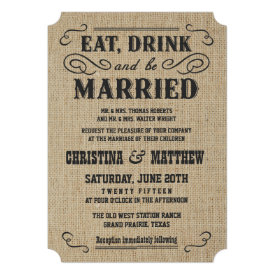 Rustic Burlap Country Western Wedding Invitations